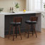 Ensemble de 2 tabourets de bar pivotants confortables avec structure en bois cintré et dossier rembourré-256077119
