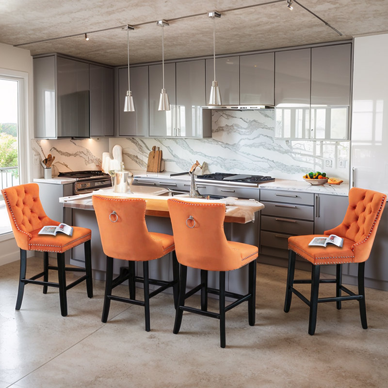71.1cm Bar Stool, Orange/Dark Navy