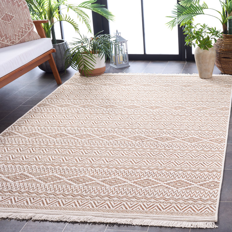 Tapis orange / beige Wicker 152, Rectangle 5 pi 3 po x 7 pi 6 po