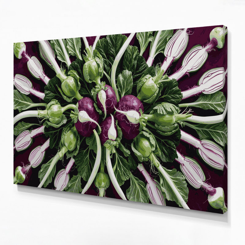 Légumes, art mural sur toile noir chou-rave, H 11 po x l 14 po