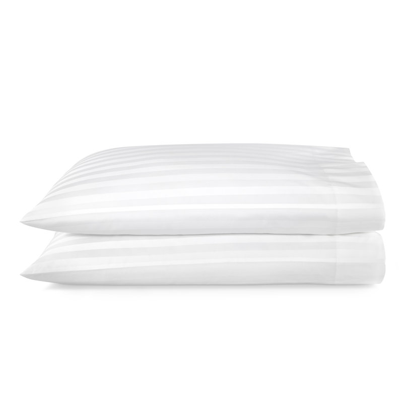 Soprano 400 Stripe 100% Cotton Sateen Pillowcases, White, Standard