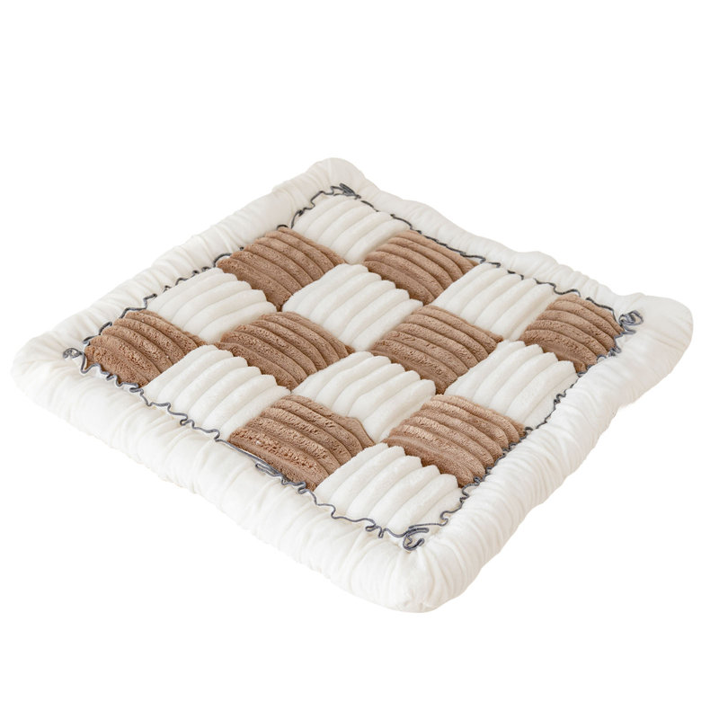 Fun Sofa Cover,Checkered Square Design,Window Seat Cushion, Bed Headboard Cushion, Tatami Mat, 27" H x 82" W, Brown/White