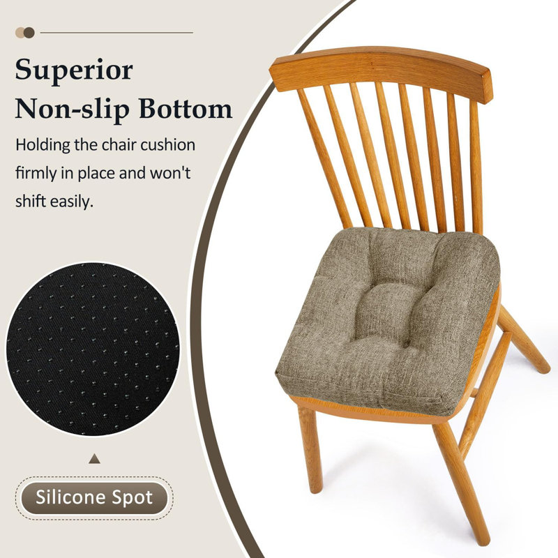 Chair Cushions for Dining Chairs 4 Pack, Tufted Indoor Chair Pads with Non-Slip Bottom