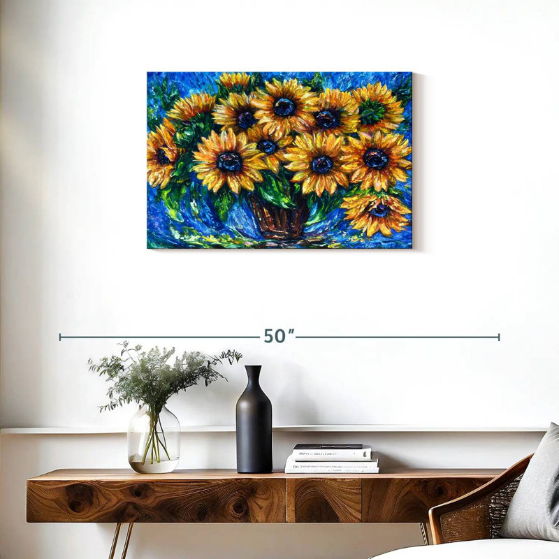 Harnek tournesol amour avec couteau à palette, H 20 po x l 30 po
