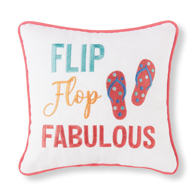 Duntson Flip Flop Fabulous Embroidered Throw Pillow
