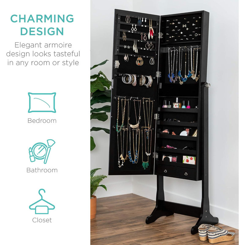 Armoire à bijoux sur pied de 18 po de largeur