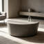 Table basse ronde en béton au design cylindrique conique, table basse intérieure/extérieure pour salon ou terrasse, surface lisse et élégante, entièrement assemblée