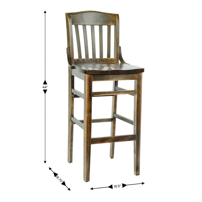 Tabouret de bar en bois avec repose-pieds Prompton School House, Brun