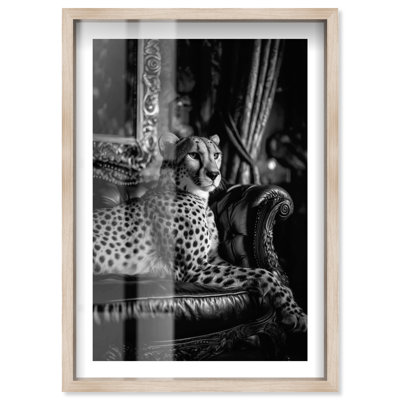 Décoration murale glamour Elegant Touch Cheetah Shadowbox par Notoriart, cadre en chêne naturel, H 31 po x l 21 po