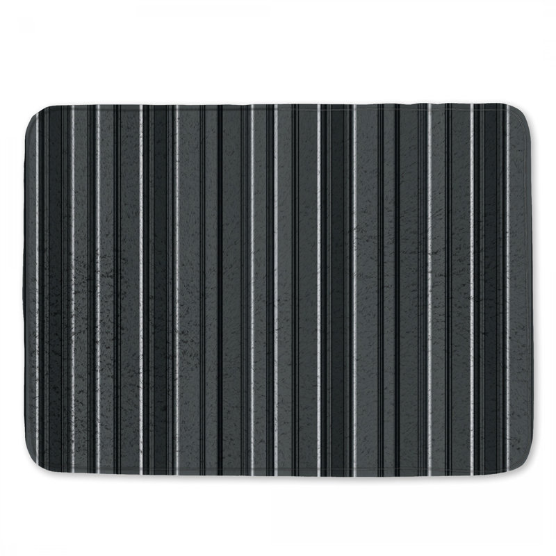 Tapis de bain noir à rayures noires, 24in W x 17in L