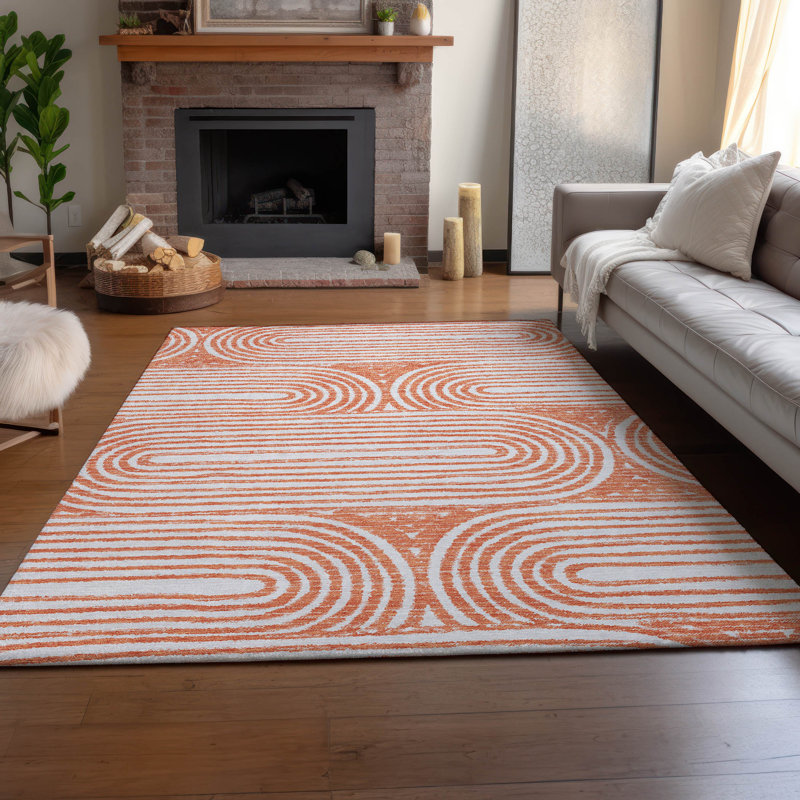 Premium Machine Washable Cerrito AMF540 Salmon Rug, Rectangle 8' x 10'