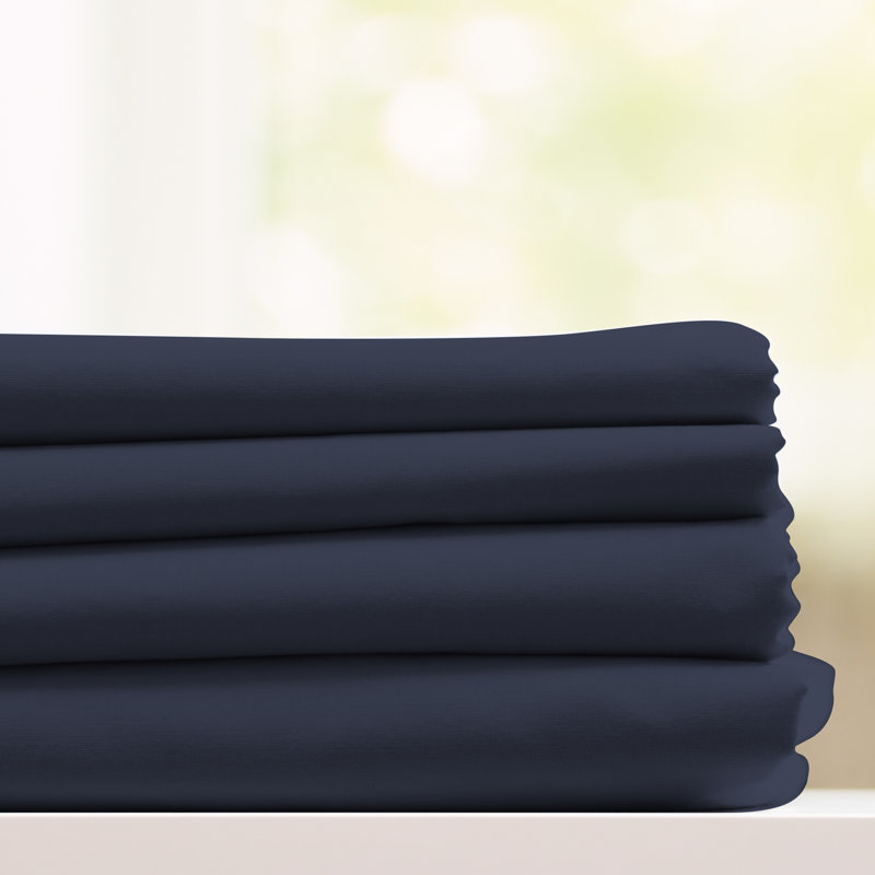 Ensemble de draps en microfibre Luxury Hotel Comfort, Bleu marine, Ensemble de drap pour lit très grand avec drap-ho