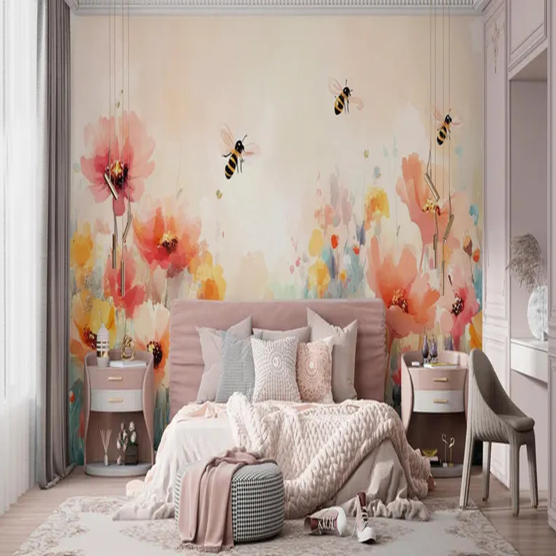 Blooming Bees In Summer Meadow, 114" L x 204" W