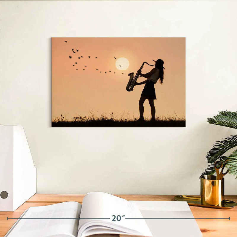 Abarca Woman Saxophone Player, 8" H x 12" W