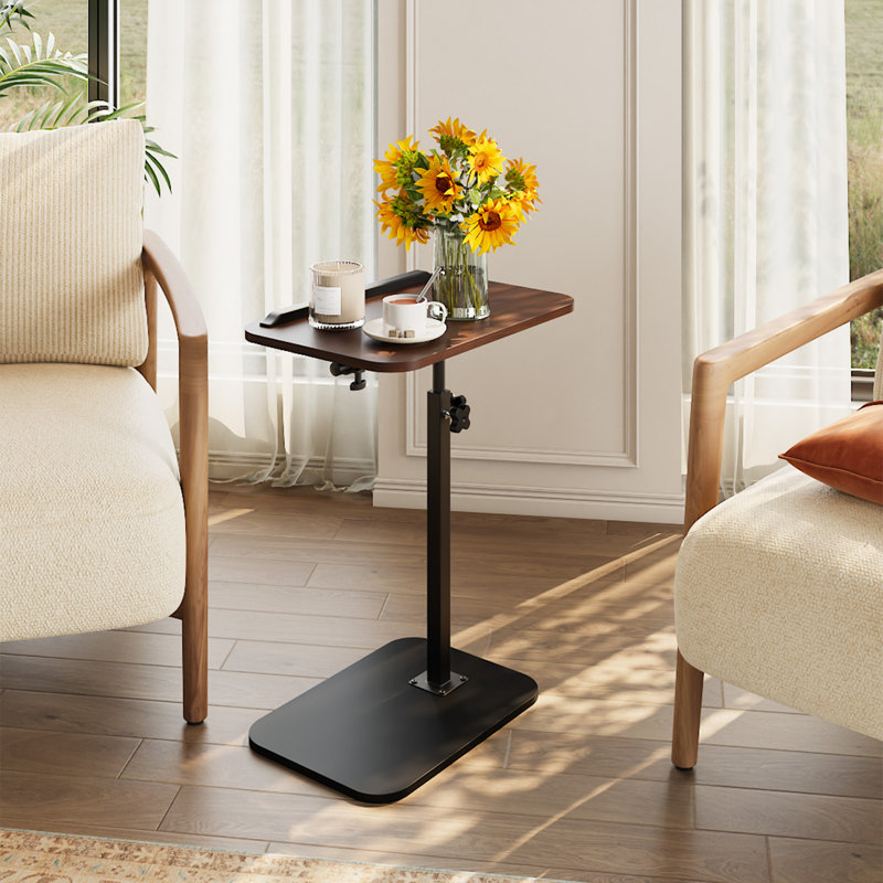 Tray Top Pedestal End Table, Brown/Black