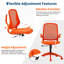 Chaise orange avec accoudoirs rabattables, chaise de bureau en filet respirant avec support lombaire, chaise d'ordinateur pivotante réglable-484902494