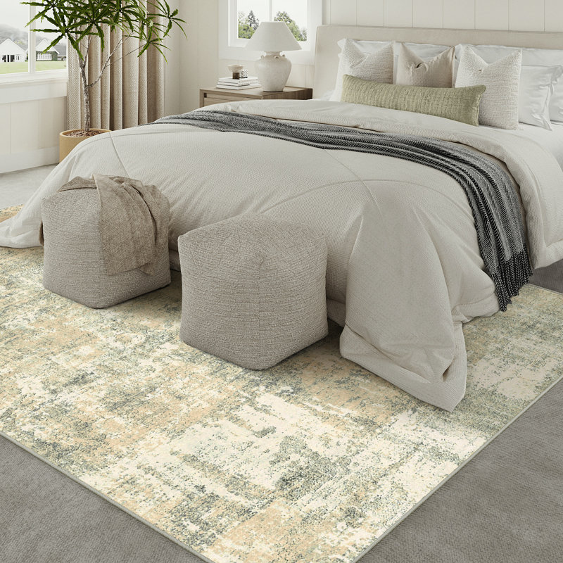 Sarah Machine Washable Abstract Area Rug with Non-Slip Backing, Rectangle 8' x 10'