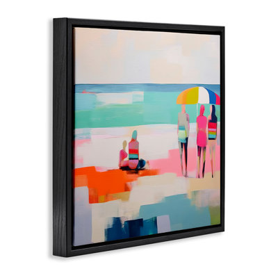 «People on Beach», art mural encadré flottant abstrait par Irena Orlov