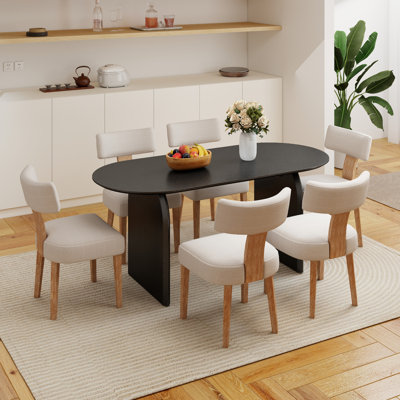 Ensemble de salle à manger de style Mid-Century moderne en bois et chaises rembourrées pour la maison, la cuisine et la salle à manger