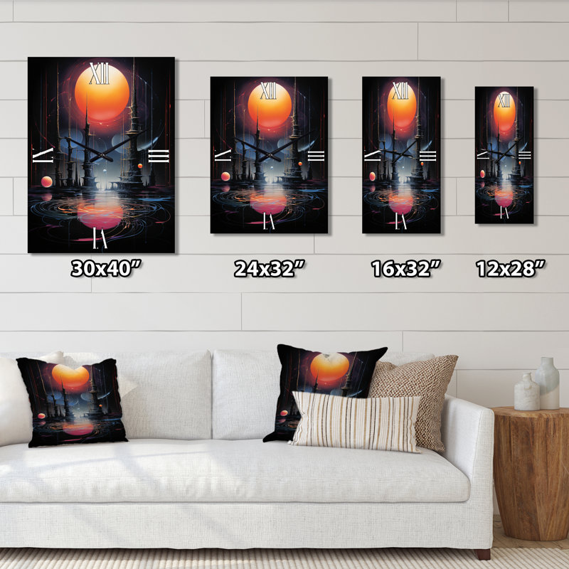 Horloge murale surdimensionnée, pleine lune, H 28 po x l 12 po x P 1 po