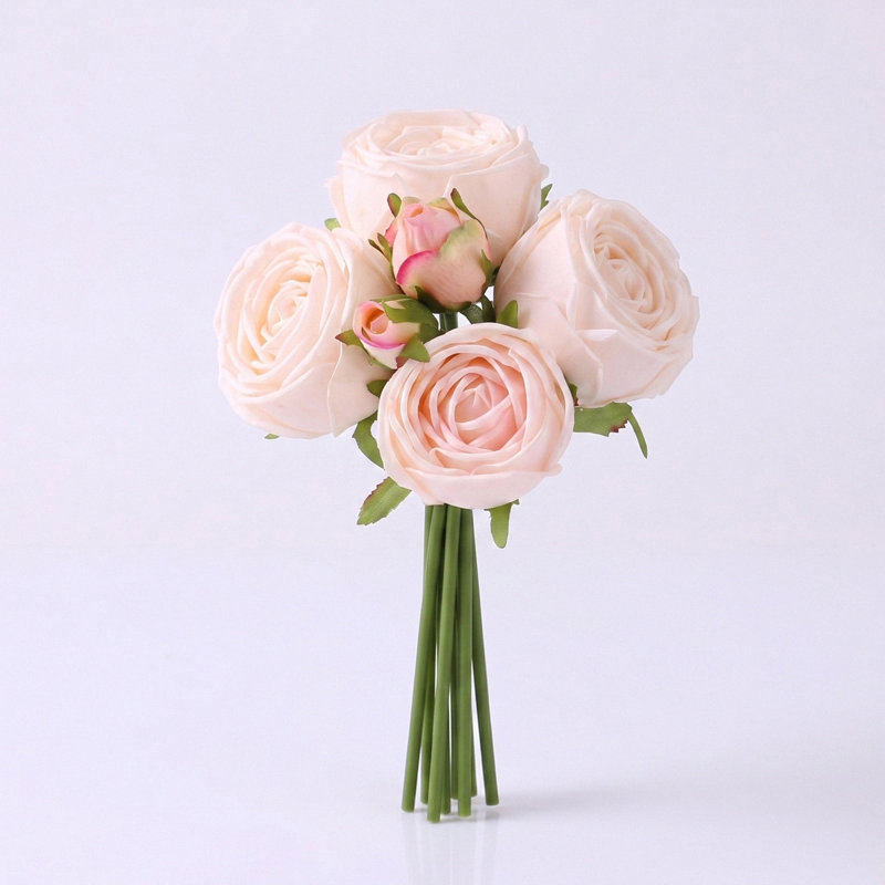 Bouquet de renoncules artificielles de 23 cm (9,06 pouces), imitation rose en soie, idéal pour décorer une table de mariage ou un vase.