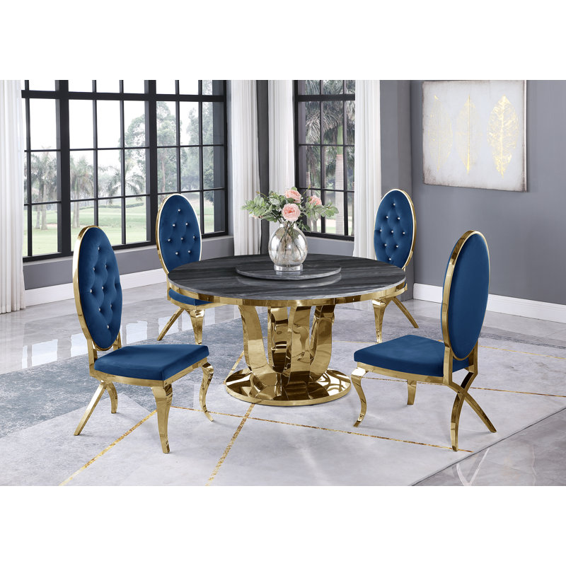 Ensemble repas pour 4 personnes North Adams, Gris foncé, Gris foncé / argenté, Argent