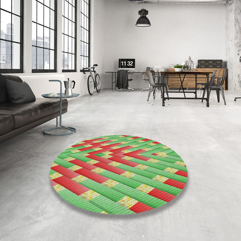Tapis orange / vert mer, Rond 5 pi