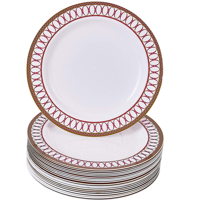 Assiette à salade jetable en plastique à poids lourds, Rouge