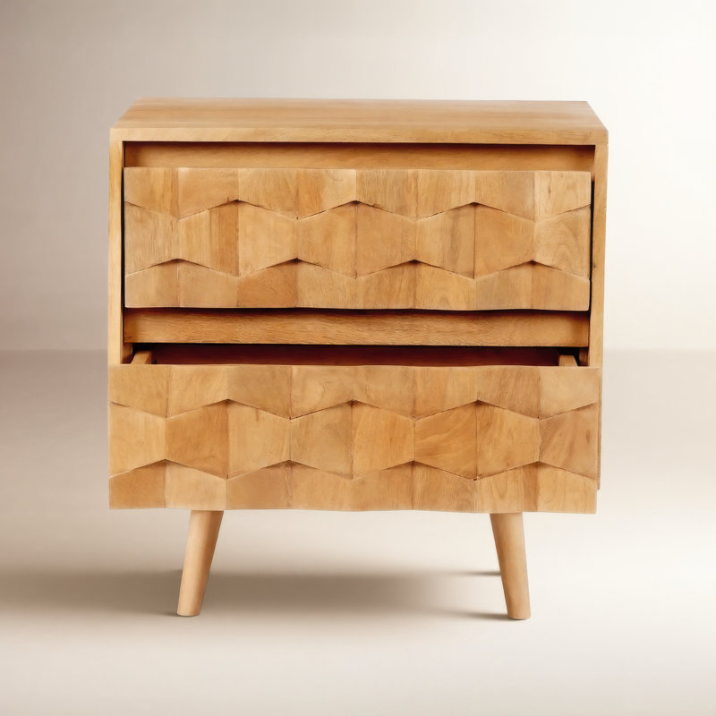 Alice 2 - Drawer Solid Wood Nightstand
