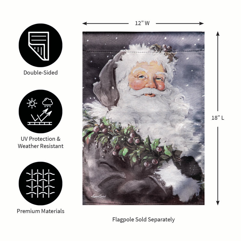 Père Noël en hiver, drapeau de jardin lustré