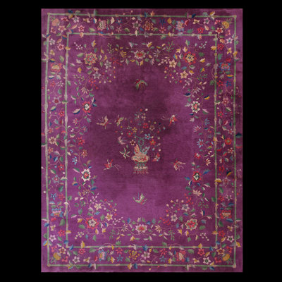 One-of-a-Kind Rectangle 9'2" X 11'1" 1920s Wool Area Rug in