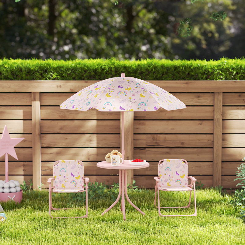 Thorfred Kids 4 Piece Round Outdoor Table Or Chair and Chair Set