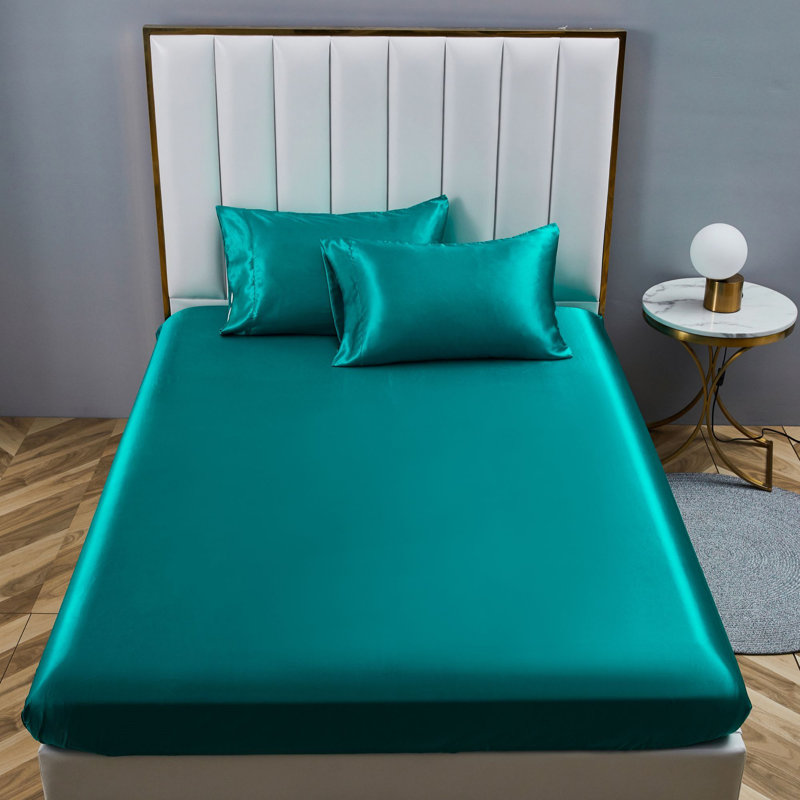 Deep Pocket Satin Sheet Set, Full, Green