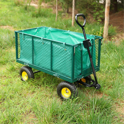 Le chariot à fleurs est plus facile à transporter (bois + sac en tissu)