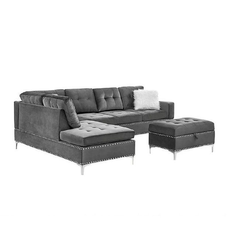 Canapé modulaire 2 pièces Naiden, Gris