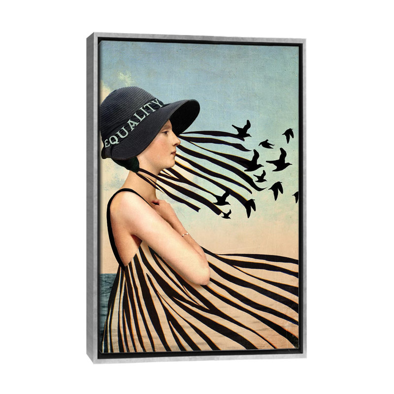 Égalité par Catrin Welz-Stein - impression d'art graphique, Toile avec cadre argenté, H 60 po x l 40po x P 1,5 po