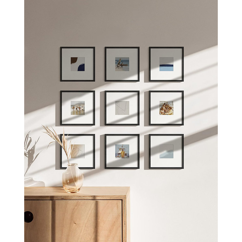 Ensemble de 25 cadres carrés Haus et Hues, L 8 po x H 8 po, Noir