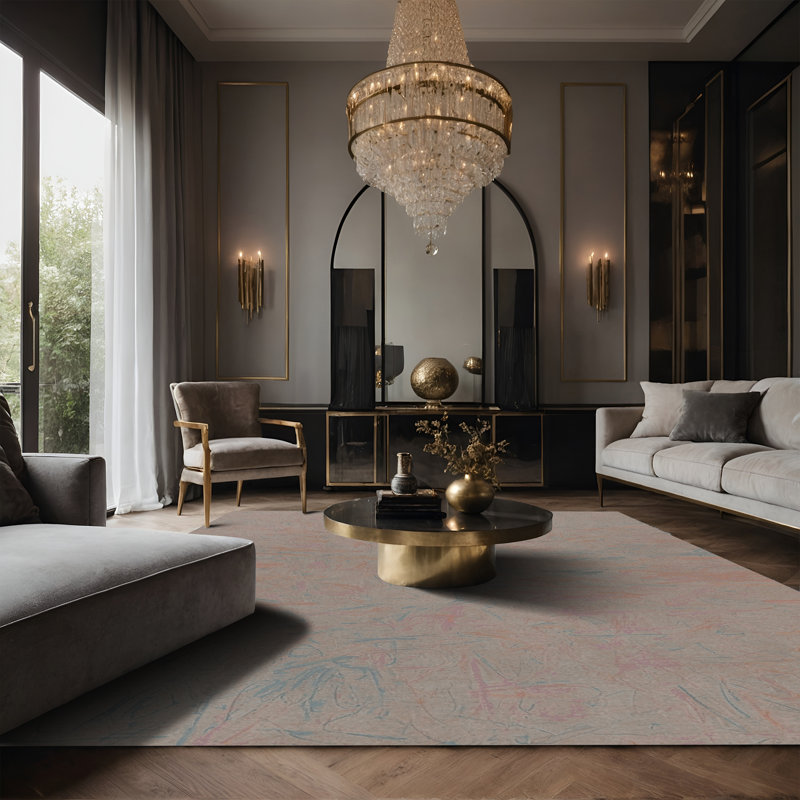 Tapis gris soyeux et moelleux, Rectangle 2 pi x 3 pi