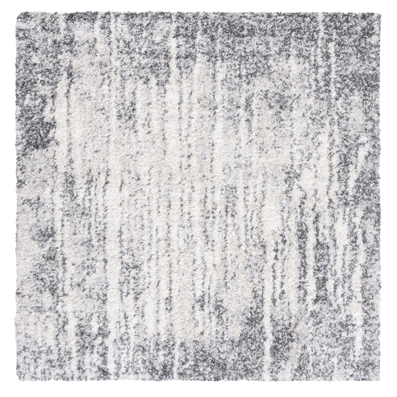 Mena Abstract Gray/Ivory Area Rug, Square 6'7"
