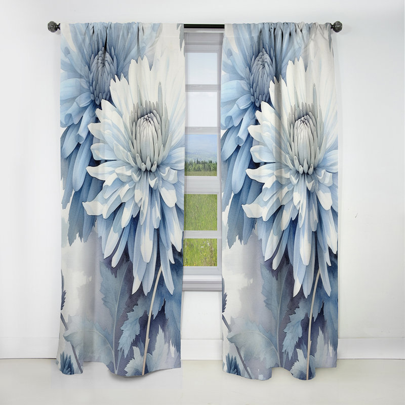 Brookview - Mums Floral Blackout Curtain - 1 Panels, L 52 po x L 90 po
