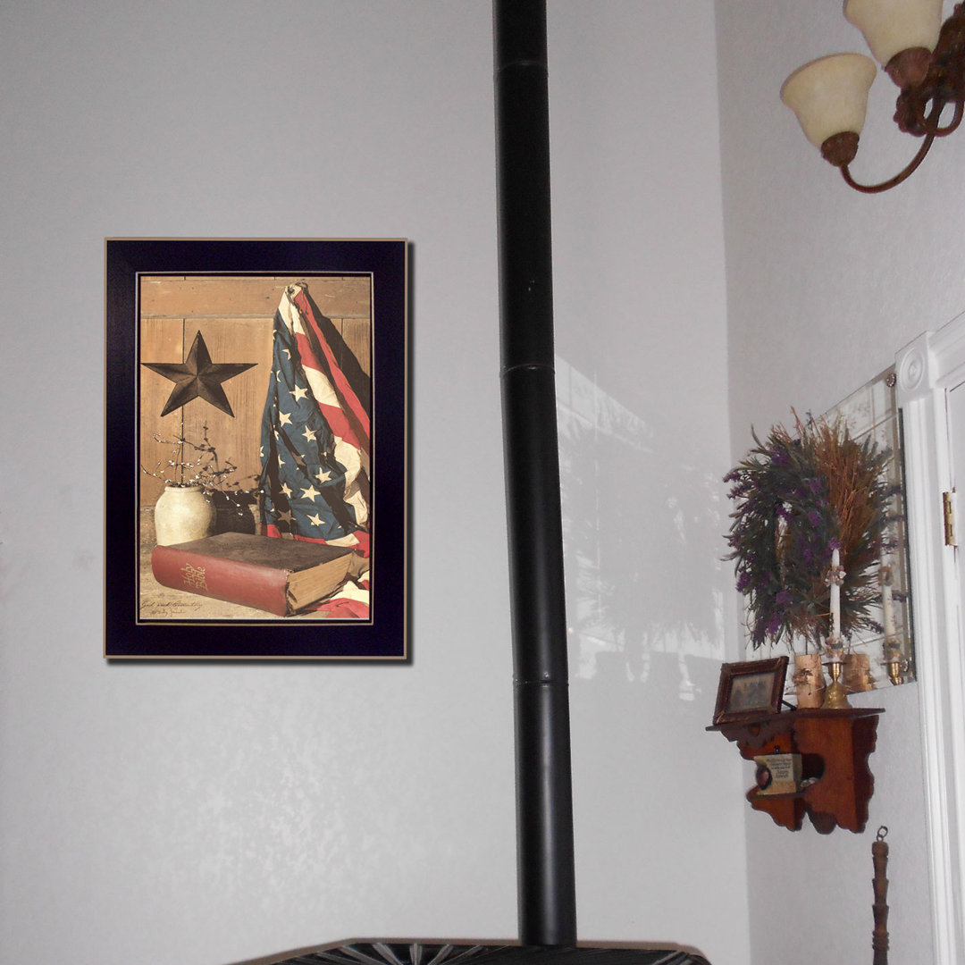 God and Country Framed Wall Art for Living Room, Home Wall Décor Framed Print by Billy Jacobs Charlton Home®