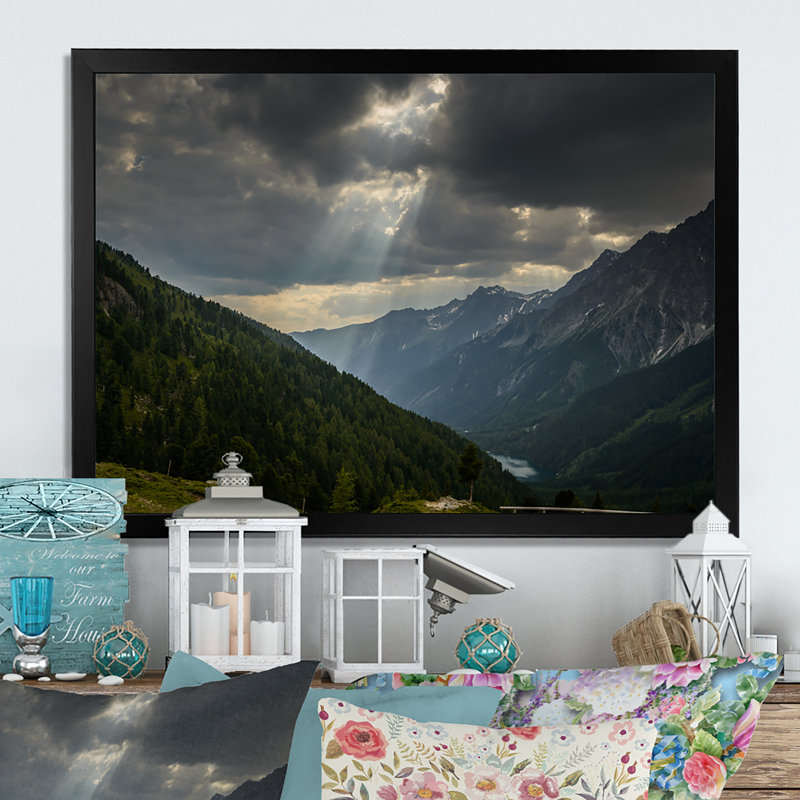 " Sunrays Through Storm Clouds ", Black Framed, 8" H x 12" W x 1" D