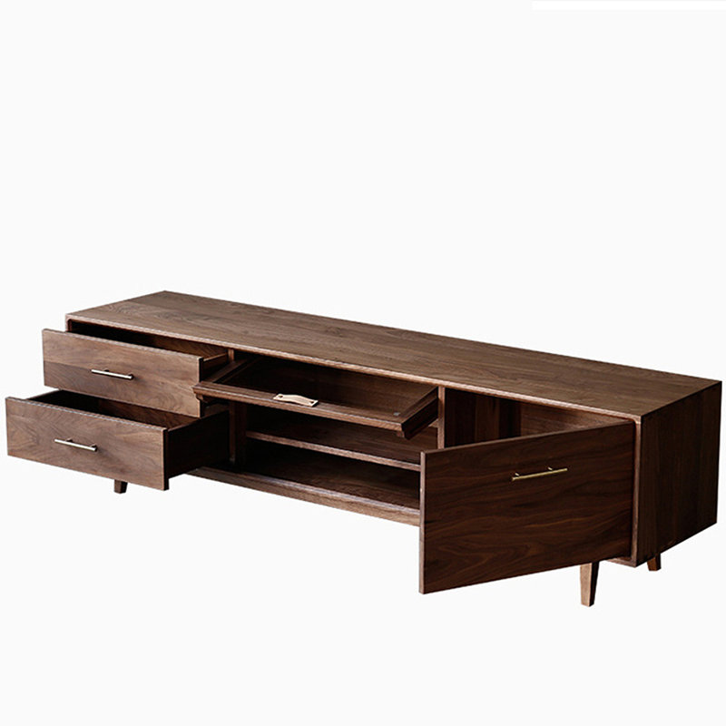 Meuble télé nord-américain en noyer noir, H 21,65 po x L 62,99 po x l 17,71 po