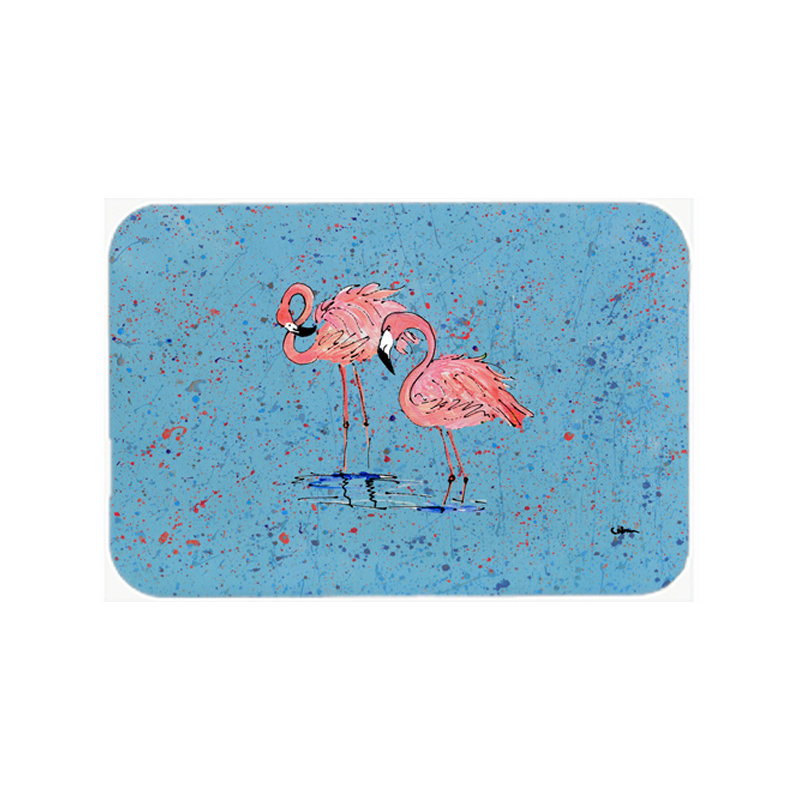Planche à découper en verre à taches east urban home flamant roses, Bleu