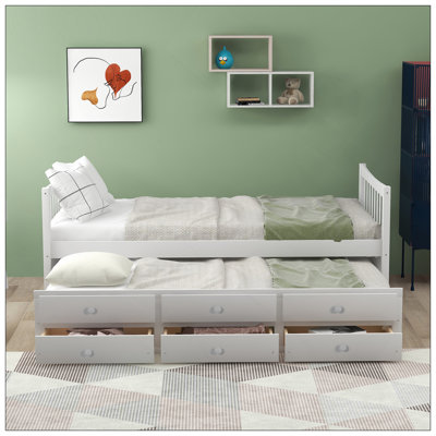 Daybed With Trundle And Drawers, Twin Size