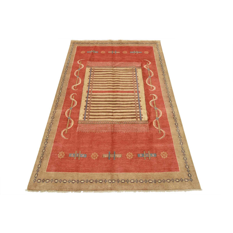 Tapis rose nouvel âge en laine 6 pi 1 po x 9 pi 2 po Euphemie