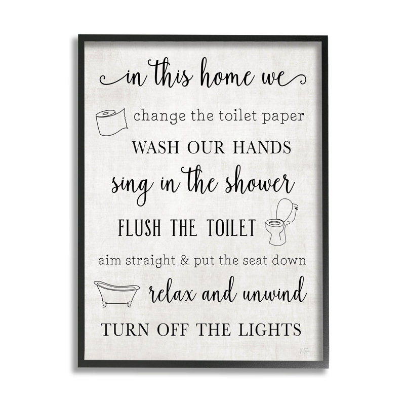 «In This Home Bathroom Rules», estampe numérique de Natalie Carpentieri, H 14 po x l 11 po x P 1,5 po