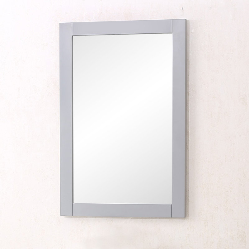 Metcalfe Solid And Engineered Wood Flat Wall Mirror, 32" x 22" , Medium Gray