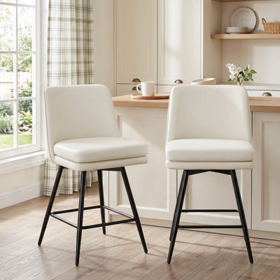 PU Leather Upholstered Swivel Counter Height Bar Stools with Backrest for Kitchen Island