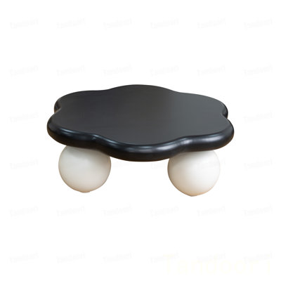 Contrast color Cloud Shaped Coffee Table, Petal-Shaped Minimalist Coffee Table with Spherical Legs, Kid & Pet Friendly Living Room Table for Small Apartment
